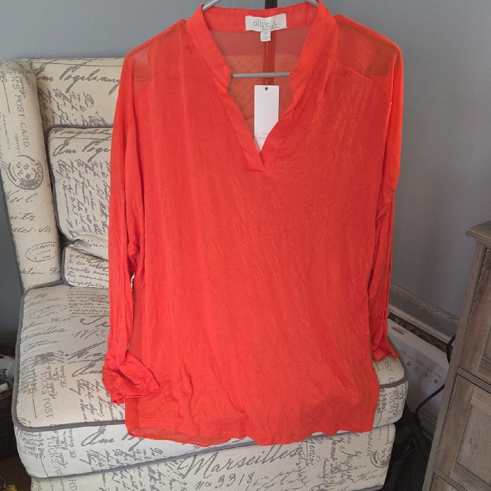 Olive & Oak Vibrant Orange Blouse